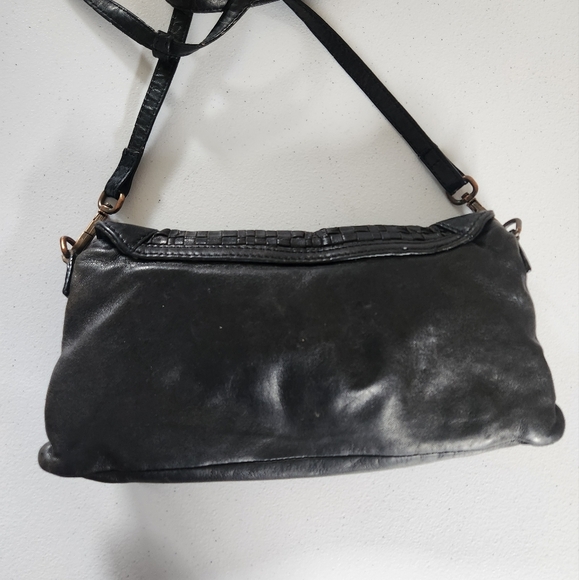 Liebeskind Berlin Sheep Leather Woven Shoulder Bag Crossbody Purse Black Boho - Picture 3 of 13